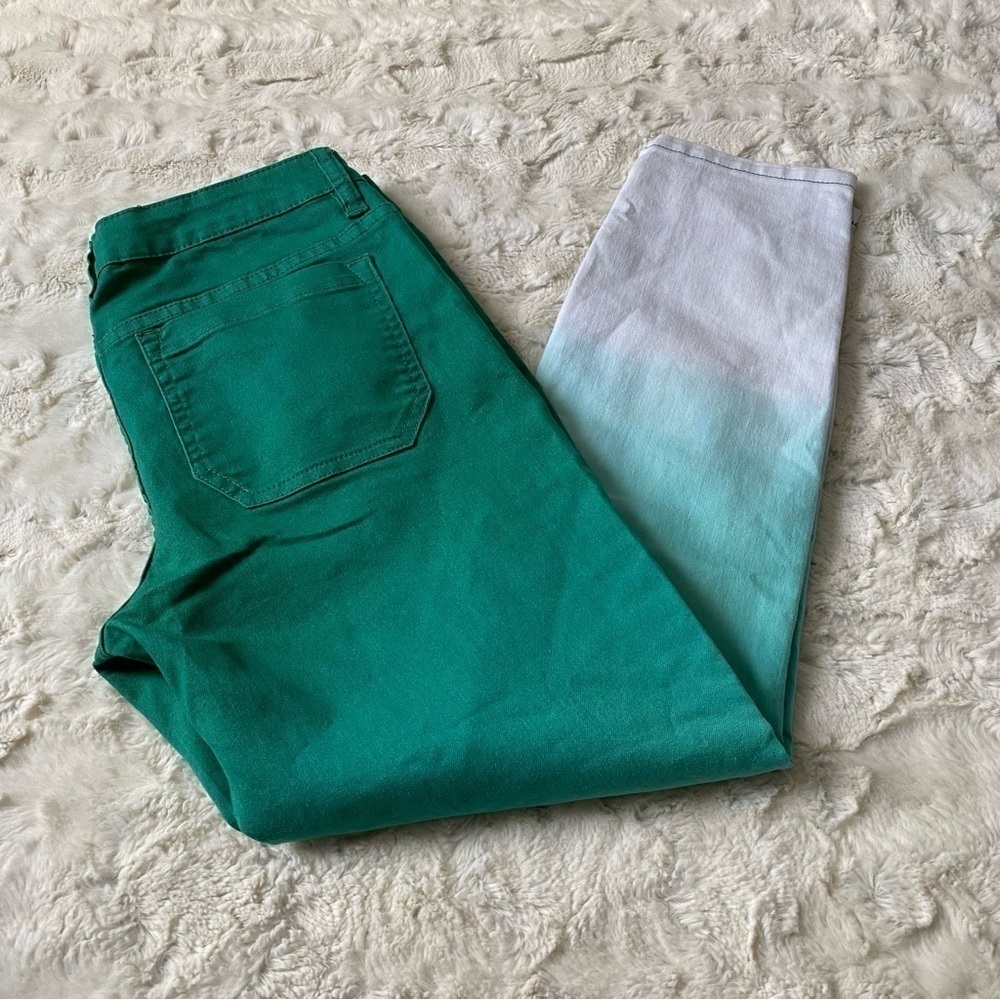 Prana Women's Green Ombre Ankle Zip Jett Capri Jeans Size 8/29